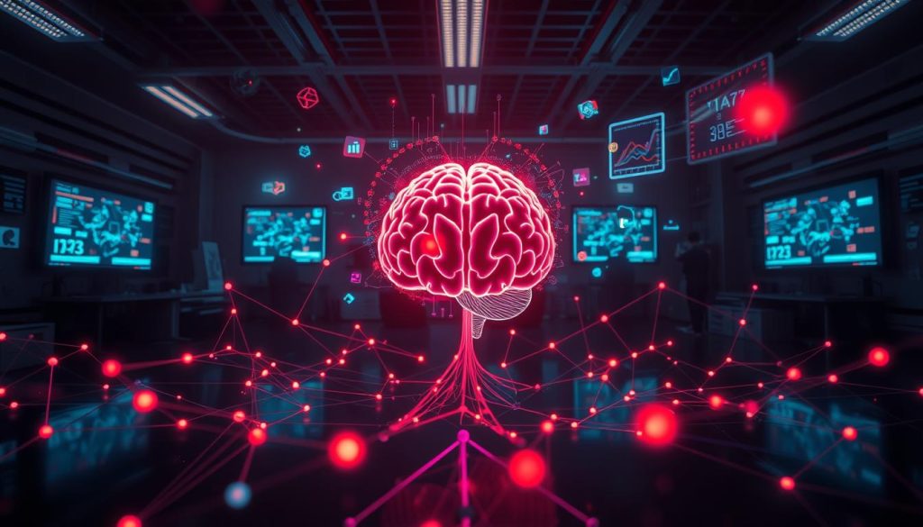 A conceptual representation of AI learning methods, featuring a sleek, futuristic neural network composed of glowing nodes and interconnected lines in the foreground. In the middle, a large, stylized human brain sits, surrounded by floating holographic data streams and algorithms in vibrant colors, symbolizing complex learning processes. The background includes a dimly lit, high-tech laboratory filled with screens and charts displaying AI models and patterns. Soft, ambient lighting enhances the atmosphere, creating a sense of advanced technology and exploration. Camera angle from a slightly low perspective, highlighting the grandeur of AI's potential. The mood is intriguing and thought-provoking, inviting viewers to contemplate the future of learning without data. A conceptual representation of AI learning methods, featuring a sleek, futuristic neural network composed of glowing nodes and interconnected lines in the foreground. In the middle, a large, stylized human brain sits, surrounded by floating holographic data streams and algorithms in vibrant colors, symbolizing complex learning processes. The background includes a dimly lit, high-tech laboratory filled with screens and charts displaying AI models and patterns. Soft, ambient lighting enhances the atmosphere, creating a sense of advanced technology and exploration. Camera angle from a slightly low perspective, highlighting the grandeur of AI's potential. The mood is intriguing and thought-provoking, inviting viewers to contemplate the future of learning without data.